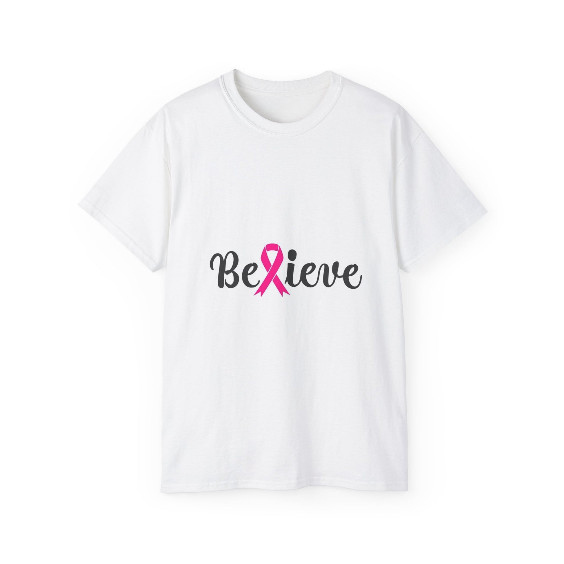 Inspirational Believe Tee for Cancer Awareness, Gift for Supporters, Breast Cancer Awareness Month, Motivational T-Shirt, Unisex Apparel
